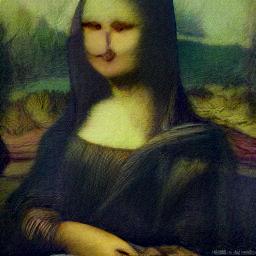 generated: a painting of the mona lisa on a white wall #3